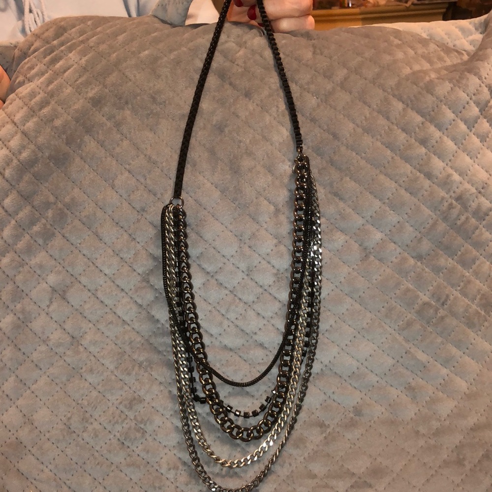 J-Crew Black Link multi-chain necklace